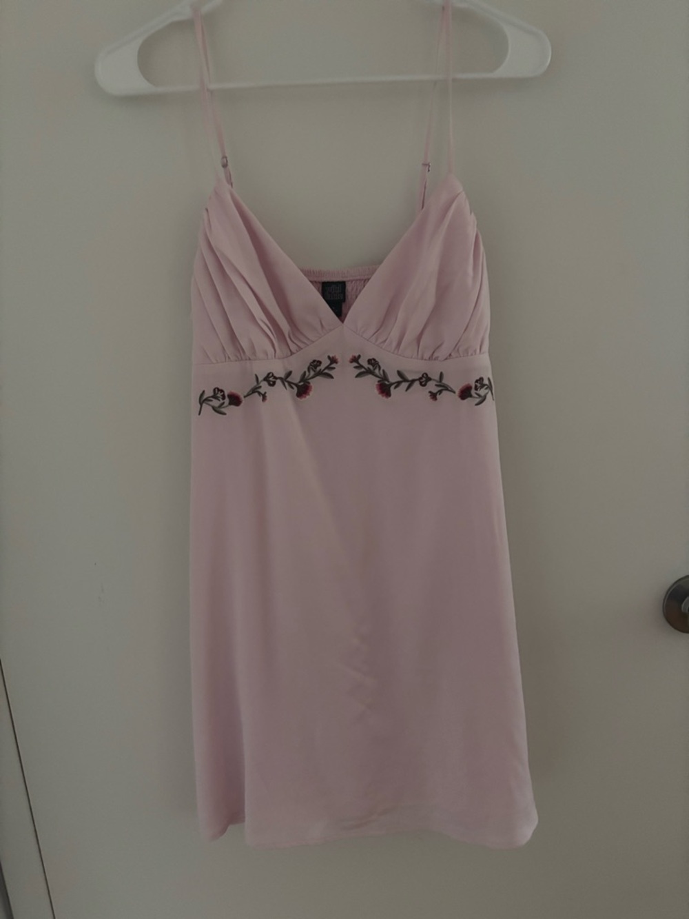 wild fable Light Pink Floral-Embroidered Slip Dress